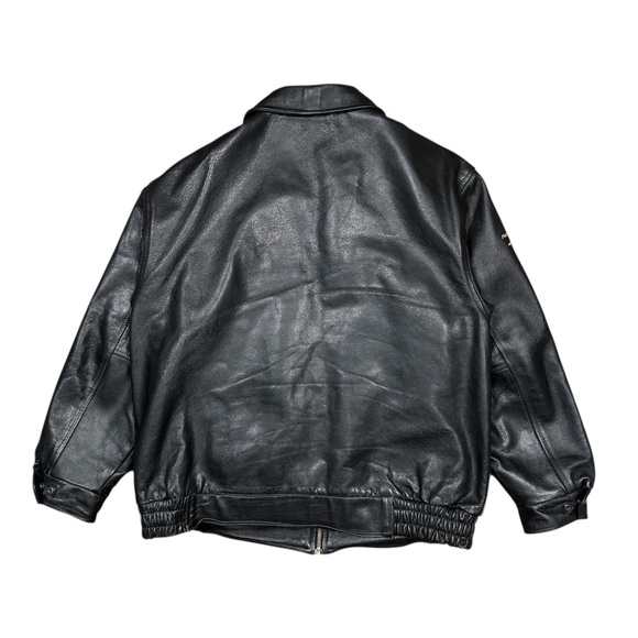 Vintage Diamond Aircraft Logo Aviator Bomber Leather Jacket Mens Large - Picture 2 of 15